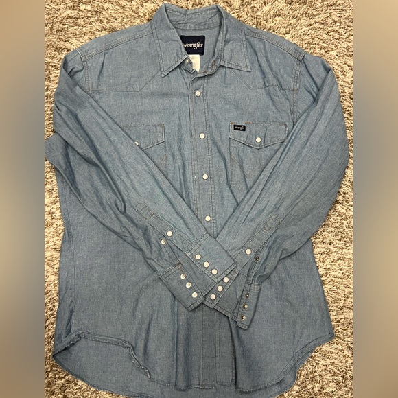 Mens Wrangler Denim Pearl Snap - Picture 1 of 3